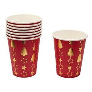 Christmas Red an Gold Foil Trees Paper Cups